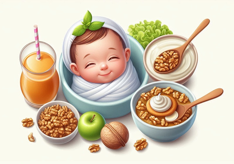 غذا با گردو برای نوزاد